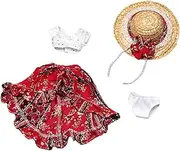 TWTCZOZ 4pcs 1/6 Scale Top and Skirt Hat and Garment Handmade Doll Clothes Miniature Clothing for 12 Inch , Red 4Pcs