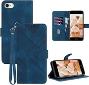 GOTOURED for iPhone SE 2022 Case/SE 2020 Case/iPhone 8 Case/iPhone 7 Phone Case,6/6S Case Wallet,Card Holder Leather Kickstand,Wrist Strap,Magnetic Closure,Shockproof Protective Flip Cover (Blue)
