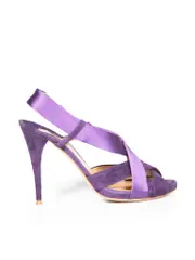 Purple Satin Cross Strap Sandals