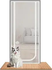 Protective Mesh for Cats On Doors,Heavy Duty Mesh Door with Zipper|Anti-Leak Mesh for Containing Pets in Room Kitchen Balcony Door