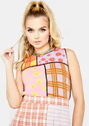 [The Ragged Priest] Squeeze Patchwork Crop Top
