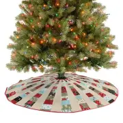 Farmhouse Christmas Tree Skirt Classic Decor Xmas Tree Mat Holiday Tree Ornam...