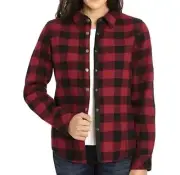Orvis Pinnacle Shirt Jacket Women XXL Fleece Lined Flannel Shacket Buffalo Plaid