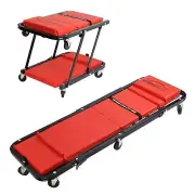 48" Length 6 Casters Padded Workshop Creeper Seat 2-in-1 Foldable Z Creeper Seat