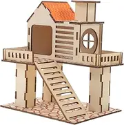 Wooden Rat House Guinea Pig Hideout Ladder Multi-Chamber Hamster House Pet Tunnel Toys