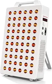 BONTANNY Red Light Device, 630nm 660nm 810nm 830nm 850nm Red Light Panel with 60 Pcs Dual Chips LEDs, Timer, Hanging Kit & Adjustable Stand for Home Office & Gym, BO-300 (White)
