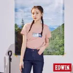 【EDWIN】女裝 再生系列 CORE拼布 BOX LOGO短袖T恤(淡粉紅)