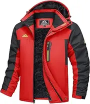 [MAGCOMSEN] Skiing Jackets for Men Waterproof Jakets for Men Insulated Fleece Jackets Snowboarding Jacket Snow Jacket Windbreaker Winter Jackets for Men, Red, Large, Red, Large
