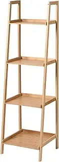[Takara] Kusa 5-Tier Natural Bamboo Ladder Display Shelf Stylish Tan Storage Shelf Stylish Design Quality Lacquered Finish Lightweight - 40x38x135cm