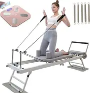 Foldable Pilates Reformer, Multi-Purpose Compact Home Yoga Bed Portable Reformer Pilates Machine