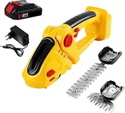 Hedge Trimmer Cordless & Grass Shear, 2 in 1 Handheld Shrub Trimmer Electric Bush Trimmer, Portable Power Hedge Shears & Grass Cutter with 1 Pcs Rechargeable Batterys for Garden & Lawn