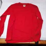 Fruit of the Loom heavy cotton 14/16 Youth red long sleeve tshirt Z1