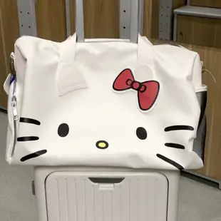 hello kitty卡通可愛旅行包 可放行李箱上的大容量手提包 蝴蝶結凱蒂貓大包包 斜挎單肩包旅遊包手提行李袋