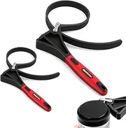 Rubber Strap Adjustable Wrench Set - 2-Piece Oil Filter Pipe Jar Opener 4"-6-3/8" Strong Grip Plumbers Universal Spanner Drain Sewer Cap Sink Pliers Nut Shower Head Valve Removal