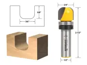 3/4" Diameter Bowl & Tray Template Router Bit - 1/2" Shank - Yonico 14961