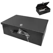 Key Lock Document Safe Box with Two Keys and a Pad for Personal Items-Black