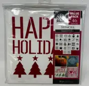 New Plaid Folk Art/Crafting Stencils Value Pack - 46 Seasonal Holiday Designs