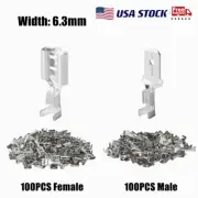 200PCS Tinned Copper Spade Terminals Electrical Wire Crimp Connectors Kit 6.3mm