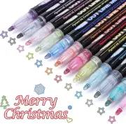 Shimmer Markers Double Line Outline Markers, 12 Colors Metallic Glitter Pens Set