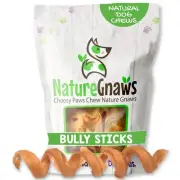 Nature Gnaws Bully Stick Springs for Dogs 7-8" (6 Count) - Long Lasting for A...