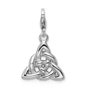 Sterling Silver Amore La Vita Rhodium-Plated Polished 3-D Trinity Knot Charm With Fancy Lobster Clasp