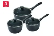 Pyrolux Pyrostone 3 Piece Saucepan Set (Black)