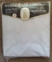 Vtg SPRINGMAID DOUBLE SHEET WHITE Fitted Durable Press WONDERCALE NO IRON