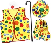 BESPORTBLE 1 Set Clown Costume with Hat Vest Shoes Crutch Fake Nose Durable Skin Friendly Accessories for Halloween Parties Stage Shows Eye Catching Comfortable Design