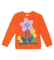 [Stella McCartney Kids] Stella McCartney Kids Floral cotton jersey sweatshirt Y 3 orange