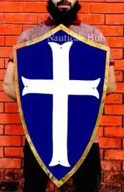 Medieval Red Cross Battle Knight Templar Heater Armor Crusader Warrior Shield