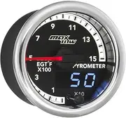 MaxTow Match 1500 F Pyrometer Exhaust Gas Temp Gauge Kit for Dodge Ram 6.7L Cummins 4th Gen Diesel Truck - Includes EGT Probe - Double Vision Display with Analog & Digital Readouts - 2-1/16" 52mm