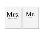 Mr And Mrs 2 sets White Frame Canvas