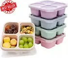 5 Pack Bento Lunch Boxes - 4 Compartments, Meal Prep Containers for Kids & Adult
