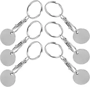 jojofuny 6Pcs Stainless Steel Trolley Tokens Keychain Coin Keychains for Supermarket Shopping Carts Stylish Practical Keychain Holders Quarter Holder Keychains