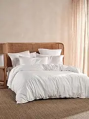 Linen House Nara 400TC Bamboo/Cotton White Super King Quilt Cover Set
