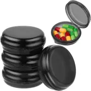 5PCS Small Pill Box, Travel Round Case, Portable Medicine 5PCS, Black
