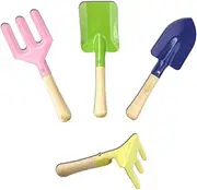 Set of 4 Kids Garden Tools Includes Shovel, Rake, and Trowel | Children Beach Sandbox Toy