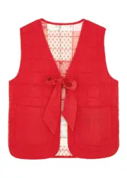 Damson Madder Arte Reversible Quilted Cotton Gilet - Red - 12 (UK12 / M) 12 (UK12 / M)