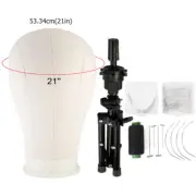 21" Inch Wig Head for Wig, Canvas Mannequin Head with Stand Tripod Braid Set AU