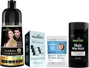 Permanent Hair Color Dark Brown + Hair Wax Stick + Stain Protector + Ear Covers (100 Pack) | Dark Brown Styling Kit