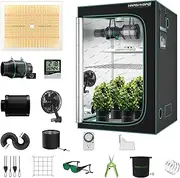 MARS HYDRO 4x4 Grow Tent Kit Complete System TSW2000 Dimmable Light 48"x48"x80" 1680D Hydroponics Growing Tent Indoor Grow Tent Kit with Upgraded 6" Ventilation Kit 684pcs LED
