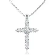 Prong-Set Diamond Mini Cross Pendant