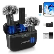 Wireless Lavalier Microphone System with Charging Case, All-in-One Clip-on La...