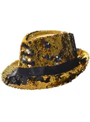 Reversible Black and Gold Sequin Fedora Hat