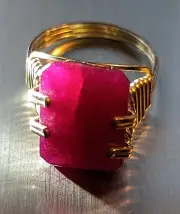 8 Cts Natural Ruby Ring - Size 7 - In 14 K Gold Filled And 925 Sterling Silver