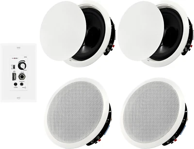 6.5'' Bluetooth in Ceiling Speakers with Wall Amplifier Receiver 600W Flush Moun