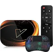 Android 9.0 TV Box, S905X3 Quad-Core 64-Bit ARM Cortex-A53 with 2.4G WiFi 10/1000M Ethernet, Support H.265/3D/8K Ultra HD/BT 5.0/HDMI 2.0 Set Top Box with Wireless Mini Keyboard,4gb+64gb
