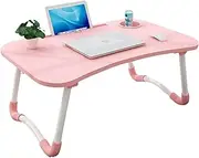 Leona Co Foldable Lap Desk, Folding Laptop Table for Bed, Couch, Sofa, Floor, Portable Tray Desk Notebook Stand with Cup Holder for Working, Eating, Reading, Writing (Pink)