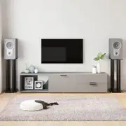 Speaker Stands 2 pcs Black Tempered Glass 4 Pillars Design