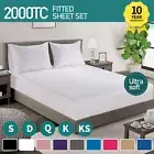2000TC Hotel Ultra Soft Bed Fitted Sheet Set Pillowcase Single/Double/Queen/King